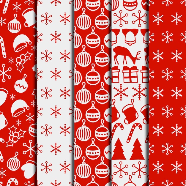 Merry Christmas and Happy New Year set. Seamless pattern. Winter holiday backgrounds