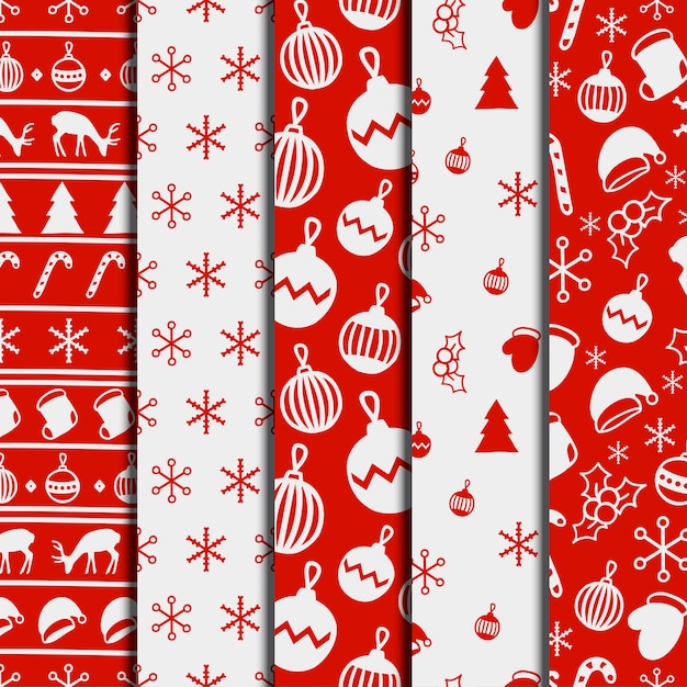 Merry Christmas and Happy New Year set. Seamless pattern. Winter holiday backgrounds