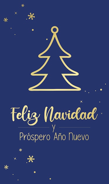 Merry christmas and happy new year vector card Feliz Navidad