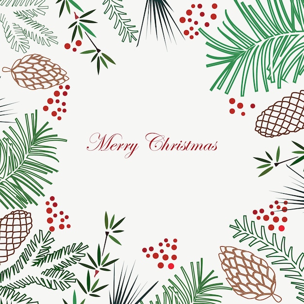 Merry Christmas card with berries