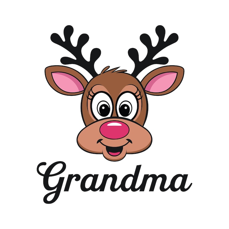 Vektor merry christmas cute reindeer family grandma clipart vector