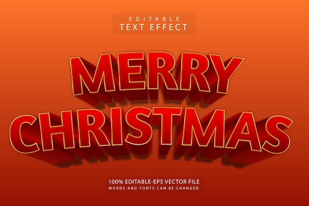 merry christmas editable text effect 3 dimension emboss modern style