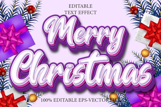 merry christmas editable text effect 3d emboss style