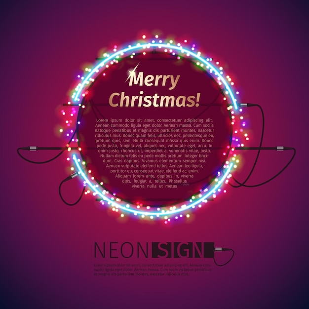 Merry Christmas Neon Sign with Lights