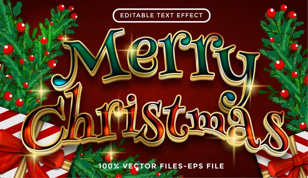 Merry christmas text. editable text effect premium vectors