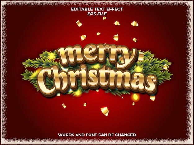 merry christmas text effect with color gold