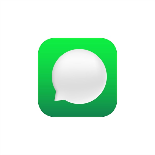 Message application icon for mobile phone email logo with green gradient logo of white bubble