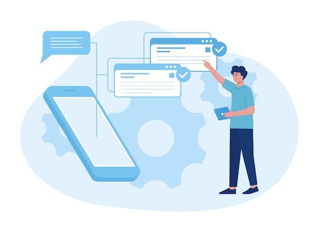Message flowcharts trending concept flat illustration
