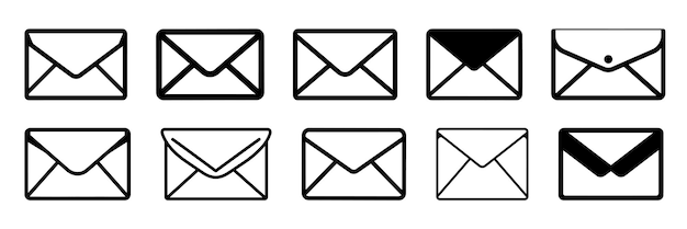 Message letter silhouettes set large pack of vector silhouette design isolated white background