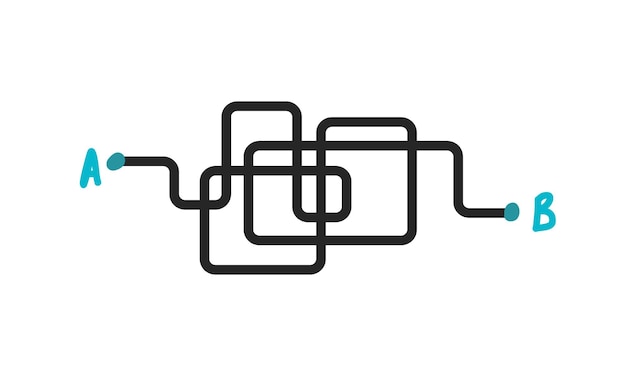 Messy line distance between dots hand drawn vector illustration