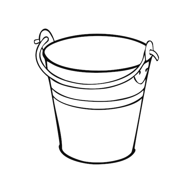 Metal bucket with handle vector monochrome illustration