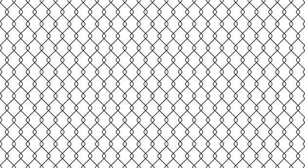Metal fence background Mesh steel chain black white pattern Vector illustration