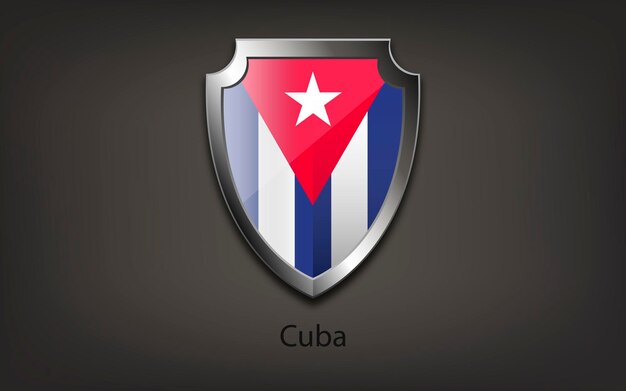 Metal shield with Cuba flag Vector