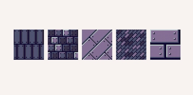 Metallic industrial pixel art square blocks Iron and steel seamless pattern textures 8 bit platform