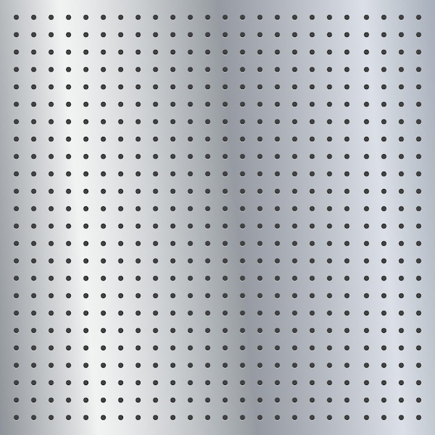 Metallic peg board perforated texture background material with round holes pattern board vector