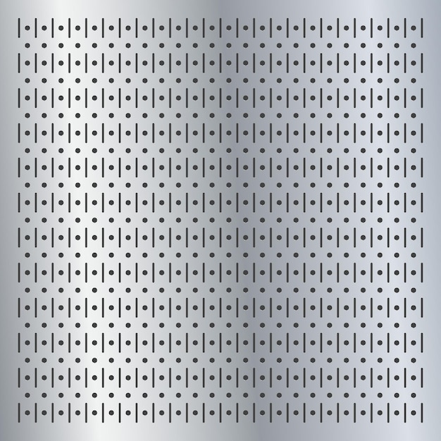 Metallic peg board perforated texture background material with round holes pattern board vector
