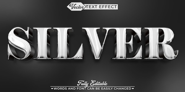 Metallic Silver Vector Editable Text Effect Template