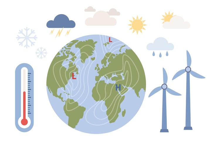 Vektör meteorology science set icon. weather and climate condition. world meteorological day. vector flat