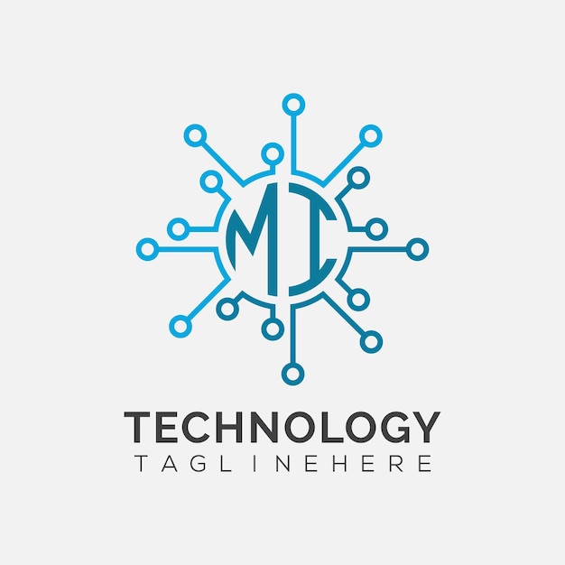 MI initial monogram for technology logo with circle style design