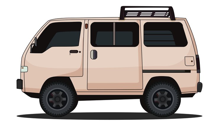 Microbus vector template design side view White background