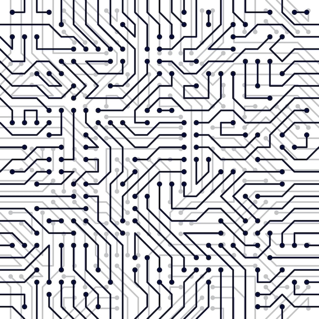 Microchip board seamless pattern, vector background. Circuit board technology electronics wallpaper repeat design.