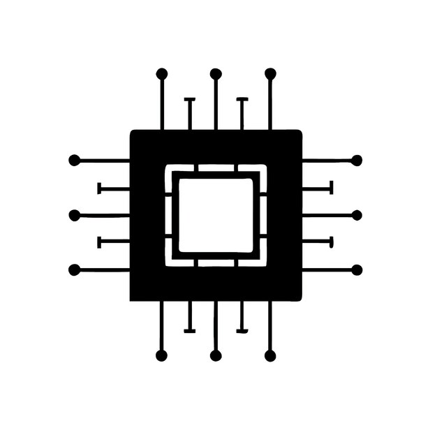 Microchip Icon Illustrative Representation of a Central Processing Unit