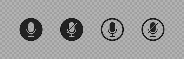 Microphone set round button on transparent background Mic icon Vector