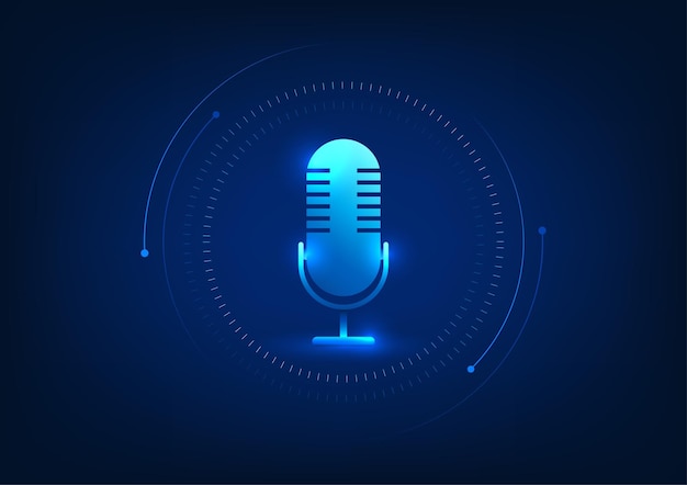 Microphone technology background microphone inside high tech circle Concept