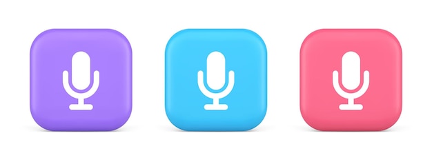microphone voice sound recording broadcasting button web app media communication 3d icon
