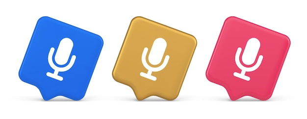microphone voice sound recording broadcasting button web app media communication 3d icon