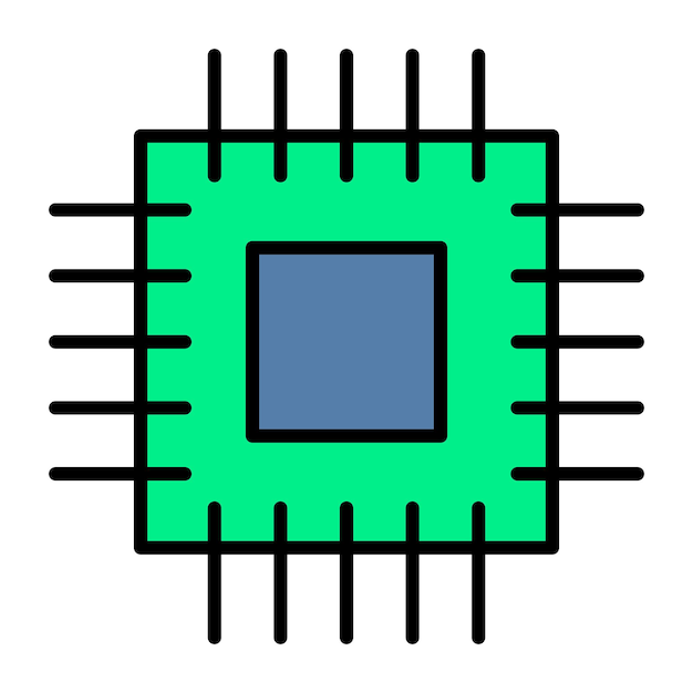 Microprocessor Flat Illustration