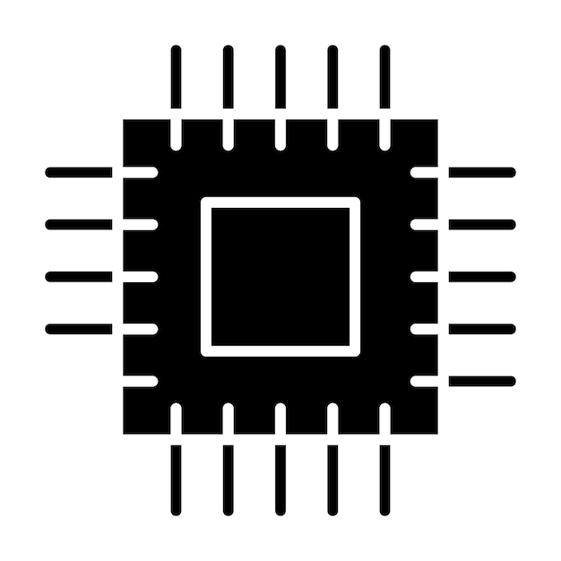 microprocessor glyph solid black illustration