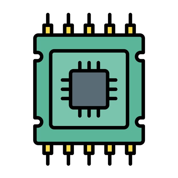Microprocessor Vector Illustration Style