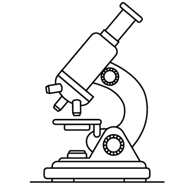 microscope outline icon isolated on white line vector illustration