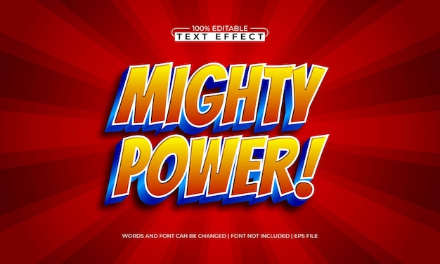 mighty power editable text effect with a kids and happy text style