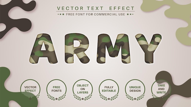 military cut paper edit text effect font style