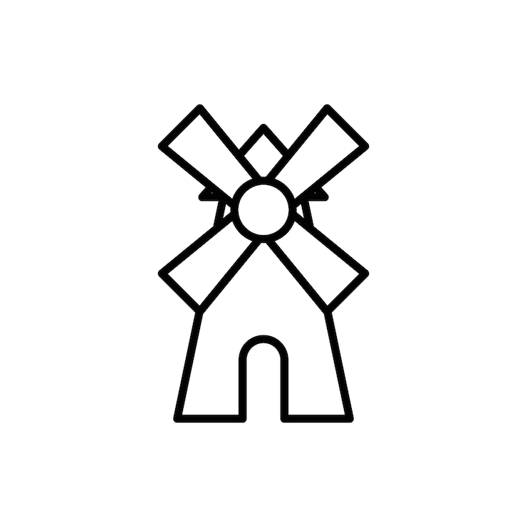 Vektor mill icon logo sign set vector outline