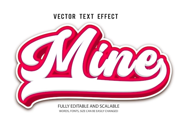 mine editable text effect vector template with cute background 3d style