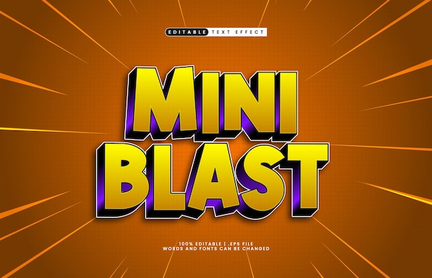 mini blast editable text effect with a play and kids text style