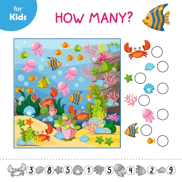 Mini game for children Find count all the objects that are hidden in picture