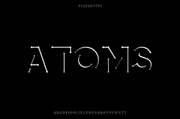 Minimal Atoms Creative Vector Display Alphabet Font Design