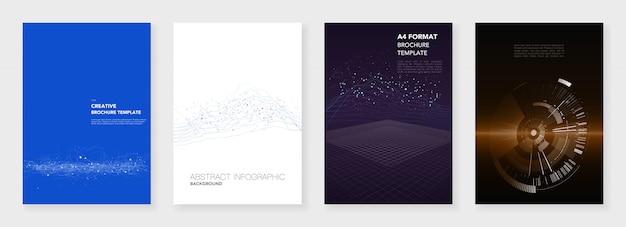 minimal brochure templates. big data visualization with lines and dots