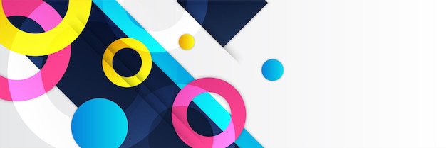 Minimal colorful abstract gradient banner background with geometric squares circles element shapes. Vector abstract graphic design banner pattern background template.
