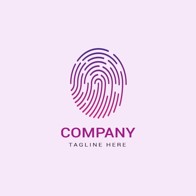 Minimal fingerprint logo design with gradient colors.