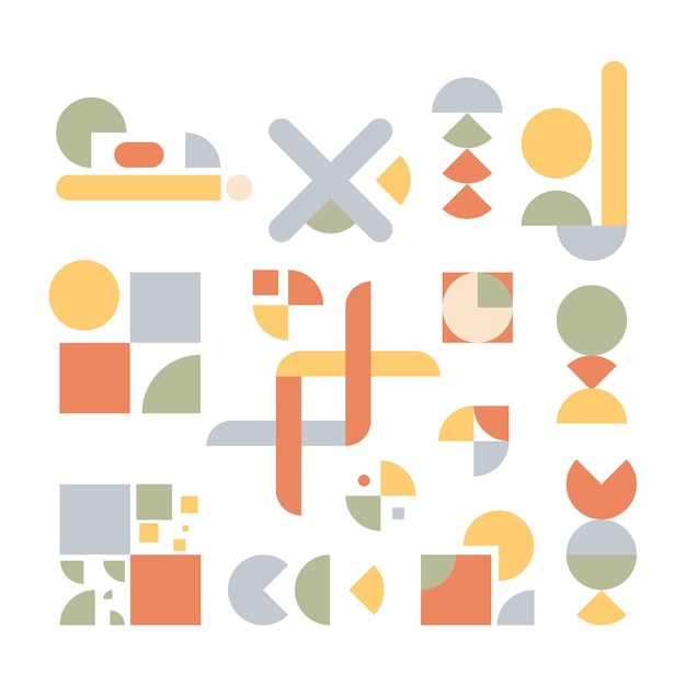 Minimal Geometric Shapes Set of Minimal Bauhaus Design Elements Futuristic Composition Vector