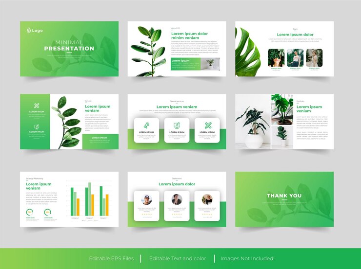 Vektor minimal grøn powerpoint-skabelon