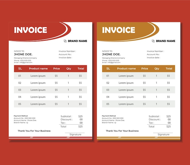 minimal invoice design template vector a4 size