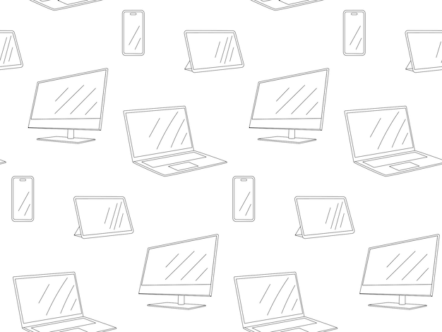 Minimal pattern with digital gadgets Vector background for electronics devices and tech design