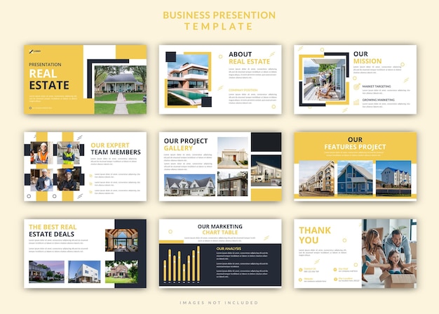 minimal real estate powerpoint presentation editable slides design set template