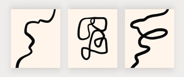 Minimal scandinavian wall art prints with black lines